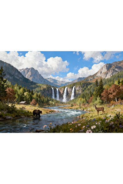 VeliumCraft Tablou Canvas Cabana ideala 57, 80 x 50 cm, natura, peisaj, stil ...