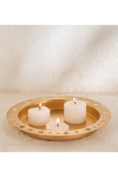 Generic Celestial Layali Noor Decorative Candle Tray - 18 x 18 x 3.5 cm