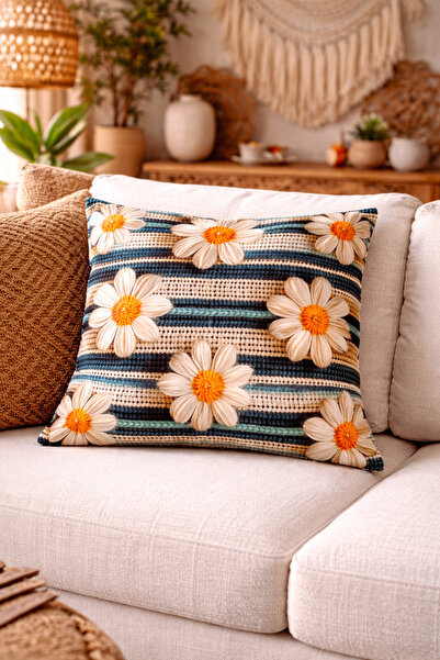 Gizo Home غطاء وسادة مزخرف بنمط التطريز البوهيمي المطبوع رقميًا بتقنية 5D، قط...