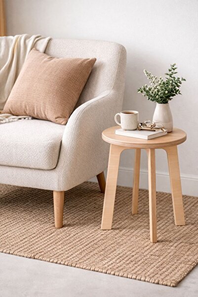 AZM DESİGN Ahşap Tabure | Berjer Yanı Yan Sehpa | Minimal Tasarım | Dayanıklı...