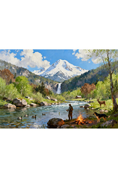 VeliumCraft Tablou Canvas Cabana ideala 49, 90 x 60 cm, natura, peisaj, stil ...