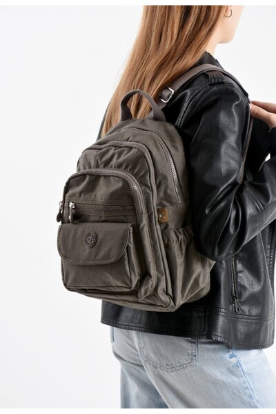 eflanmoda Multi-Compartment Women's Backpack Made of Crinkle Fabric Dimension...