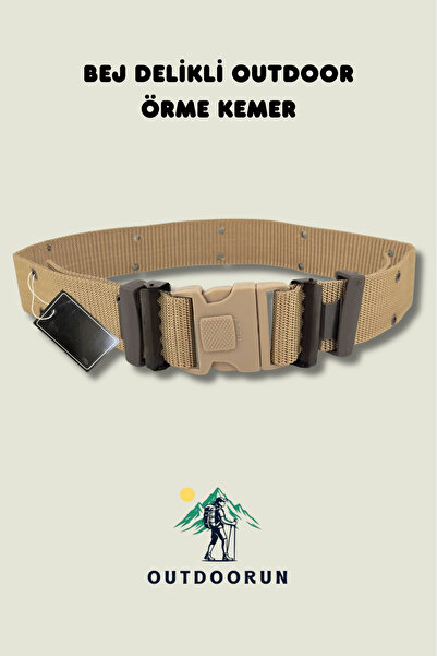 Outdoorun Beige Perforated Outdoor Knitted Belt