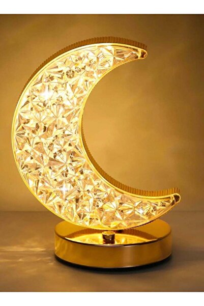 SP SPON ديكور اضاءة هلال رمضان ابجورة كريستالية مع تحكم باللمس 3 ألوان قابل ل...