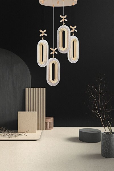 Harnelli 3 Renk Yanabilen 4 Lü Sarkıt Modern Ledli Avize