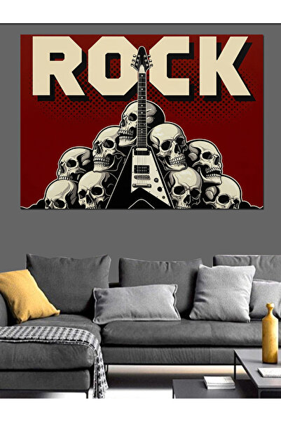Artmeg Pânză decorativă Rock Roll Skull Art - Tablou din lemn MDF