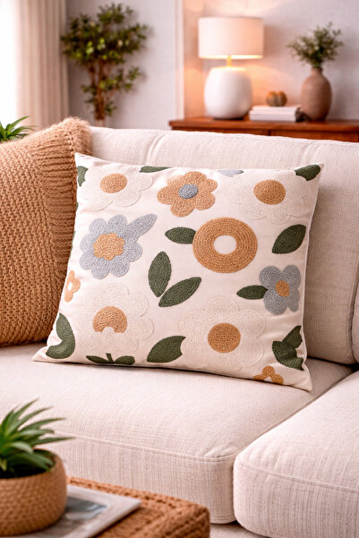 Gizo Home غطاء وسادة مزخرف بنمط التطريز البوهيمي المطبوع رقميًا بتقنية 5D، قط...