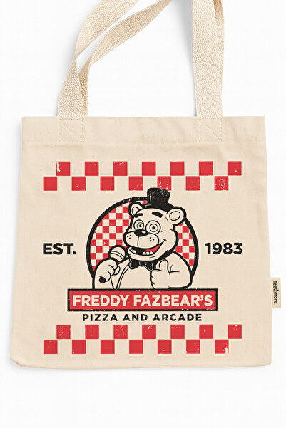 Tee&more. Freddy Fazzbear Printed Canvas Tote Bag with Velcro and Inner Pocket