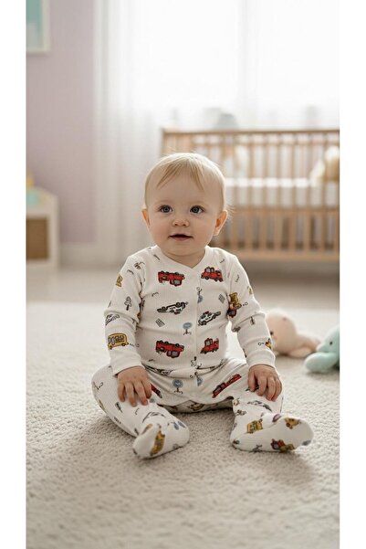 Sinem Çeyiz Nayinom 0115 snap-closure ribbed cotton romper with booties