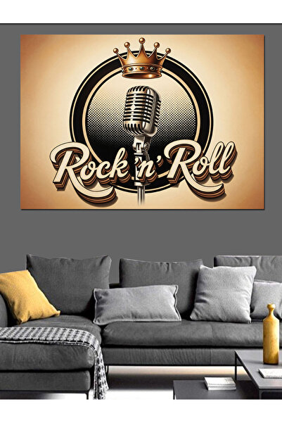 Artmeg Pânză decorativă cu emblemă logo Rock Roll - Masă din lemn MDF
