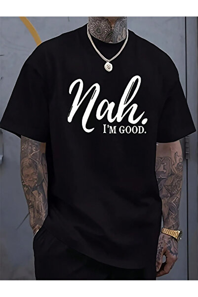 SUNFREE ناه. أنا بخير. تيشيرت مطبوع بأكمام قصيرة ومقاس كبير