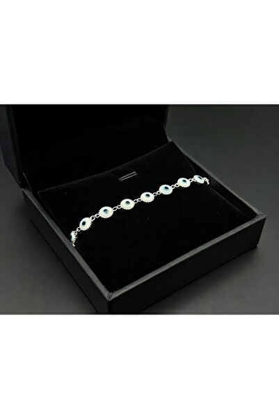 Silver TURKUAZ NAZAR BONCUKLU 925 AYAR GÜMÜŞ BİLEKLİK