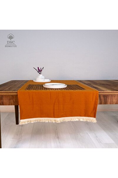 DNC HOMETEX Premium Cinnamon Linen Tassel Runner (45X150)