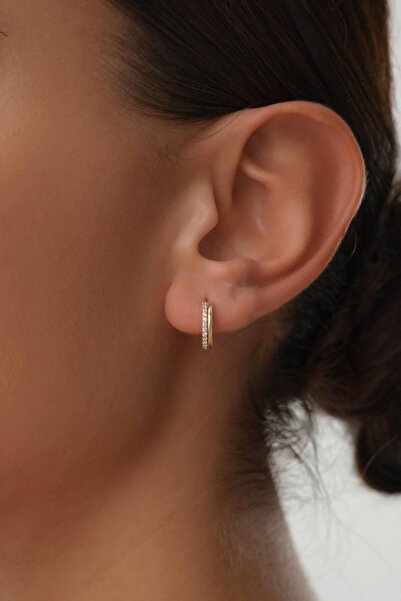 Arpaş 14 Ayar Taşlı Altın Halka Küpe