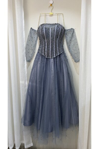 dalaa Evening dress with sequins, gray color