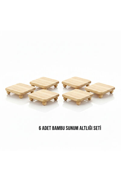 Edenza Kare Bambu Mini Sunumluk | Doğal Ahşap Dekoratif Servis ve Sunum Tahta...