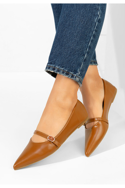 B T Shoes Izaura camel pointed toe ballet flats