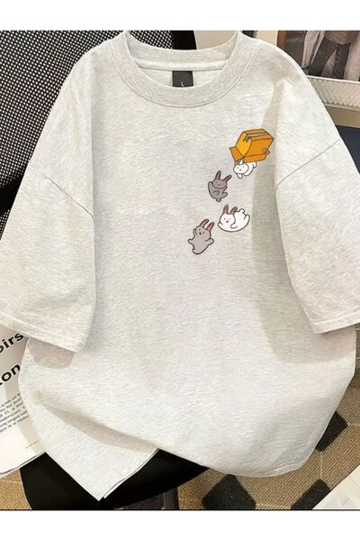 ELAN WEAR - Printed Cotton Oversize Women's T-Shirt, First Class Quality Fabric