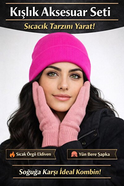 Luna Nueva Women's Beanie Hat and Glove Set Black Stylish Winter Knitwear Bea...