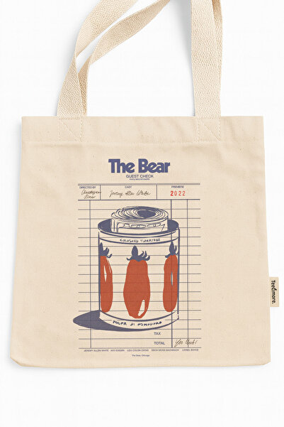 Tee&more. The Bear Printed Canvas Tote Bag with Velcro and Inner Pocket