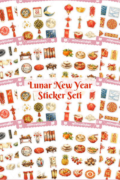 Mimu Art Studio Lunar New Year 8’li Sticker Seti Çin Yeni Yılı Temalı Dekorat...