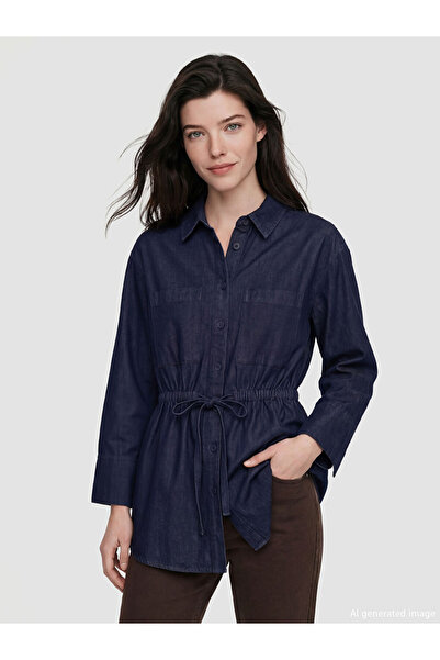 LC Waikiki UZG STORE'dan Stil Sahiplerine Büzgülü Kadın Jean Gömlek Tunik