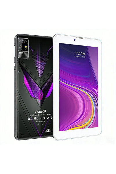 S-Color جهاز A12 اللوحي بشاشة 7 بوصات يدعم تقنية الجيل الخامس - معالج رباعي ا...