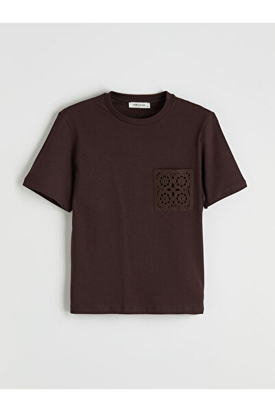 LC Waikiki NOUL SEZON DE LA GÜLİS GİYİM Tricou maro Bisi guler rotund light p...