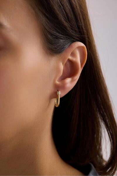 Arpaş 14 Ayar Taşlı Altın Halka Küpe