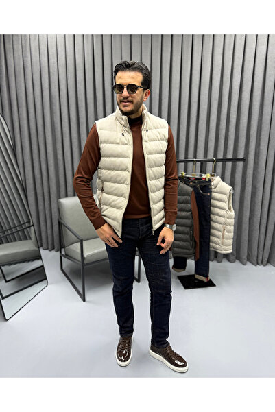 Avni Ceylan Men's Luxury Touch Zippered Herringbone Vest
