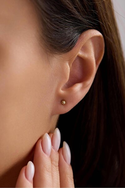 Arpaş 14 Ayar Desenli Altın Top Küpe