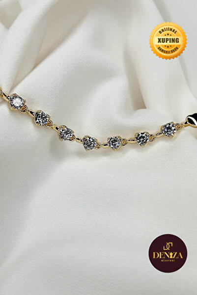 XUPING JEWELRY DENİZA BİJUTERİ/ KALP FİGÜRLÜ ZİRKON TAŞ DETAYLI SU YOLU 14 K ...
