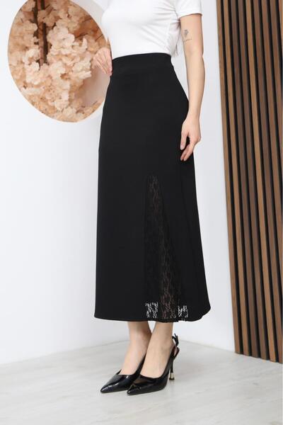 02Lady Fashion Modal Fabric Lace Detailed Skirt