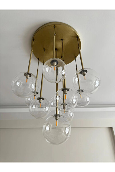 LADCO AYDINLATMA A-8942-10Y-E BUBBLE CAM ESKİTME KAPLAMA SARKIT AVİZE