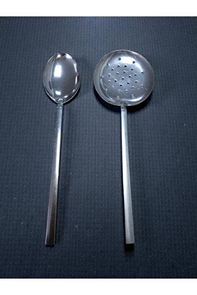 Umut Paslanmaz Çelik 30 Cm Kaşık Kevgir Seti Servis Seti Servis Takımı