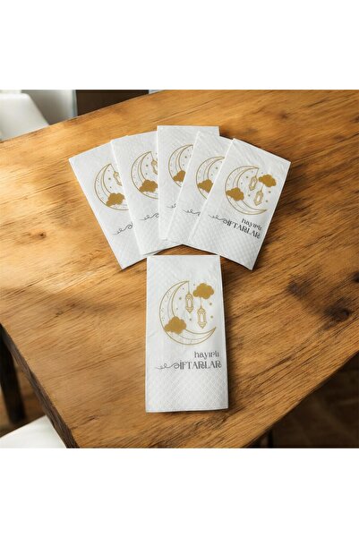 PARTİSERÜVENİ Ramadan Napkins with Worded Iftar Texts, Patterned, Pack of 25