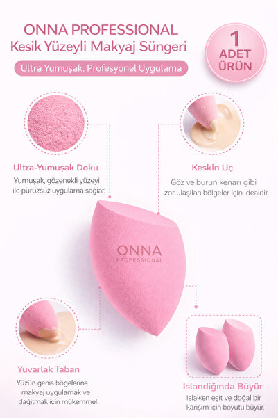 ONNA PROFESSIONAL Makyaj Süngeri | Ultra Yumuşak Doku - 1 Adet