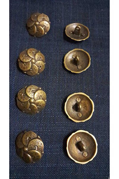ILCARE Antique Yellow Plated Brushed Metal Button 30 Size 18 mm 8 Pieces