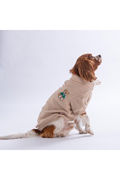 Pawstar Bej Teddywood Ayıcık Nakışlı Esnek Sıcak Tutan Köpek Sweati Köpek Kıy...