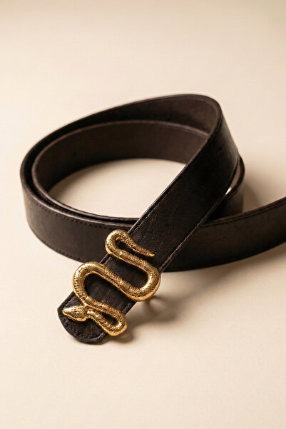 LAREON Vintage Belt with Snake Buckle - Gold/Silver Snake Figure Embroidered ...