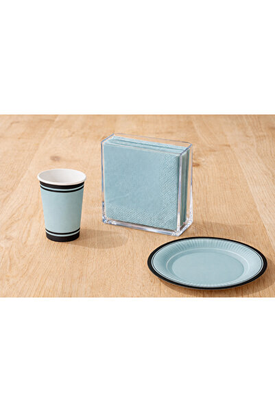 Balonsan Retro Tabak-Bardak-Peçete Ada Mavi Set