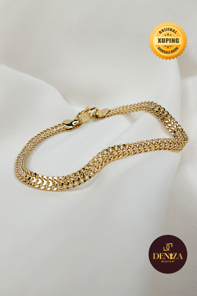 XUPING JEWELRY DENİZA BİJUTERİ/ GOLD ÖRGÜ ZİNCİR (BİSMARK) BİLEKLİK 18.5 CM V...