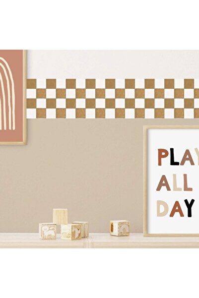 DECOMALL (Pp-51) Baby & Kids Room Checkerboard Border Self-Adhesive Wall Stic...