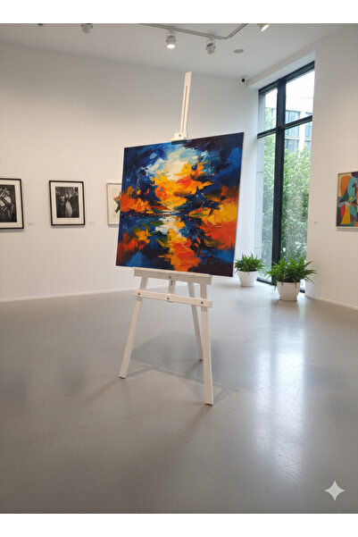 ERTU Ahşap Ressam Sehpası Ahşap Şövale Beyaz Renkli Şövale 175 cm