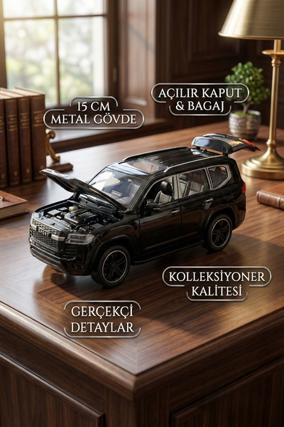 craftivio 1:32 Metal Çek Bırak Lüks Arazi Aracı Toyota Land Cruiser Model Oyu...