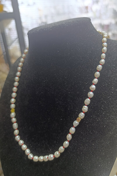 TAŞÇIZADE Real Pearl Knotted Model 5 X 7 mm Natural Stone Necklace
