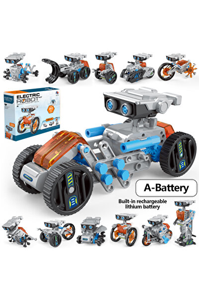 Choice مجموعة روبوت STEM رمادية اللون تعمل ببطارية A، 12 في 1، تجارب علمية تع...