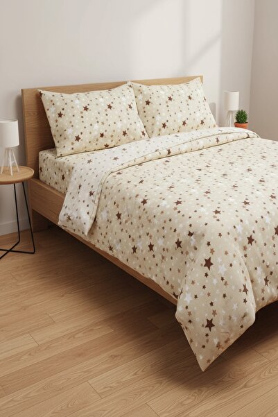 Gasel Home Cotton Star Pattern Double Duvet Cover Set (with Fitted Sheet)