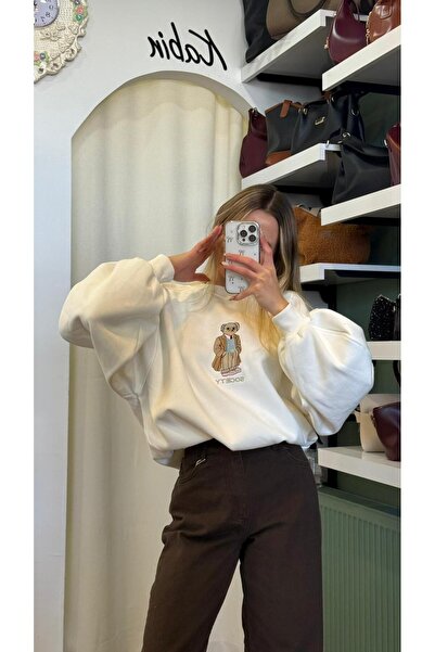 Mint Nakış Detaylı Balon Kol Sweatshirt
