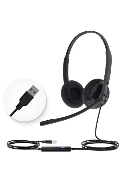 Yealink سماعات أذن UH34 DUAL TEAMS سلكية مع ميكروفون